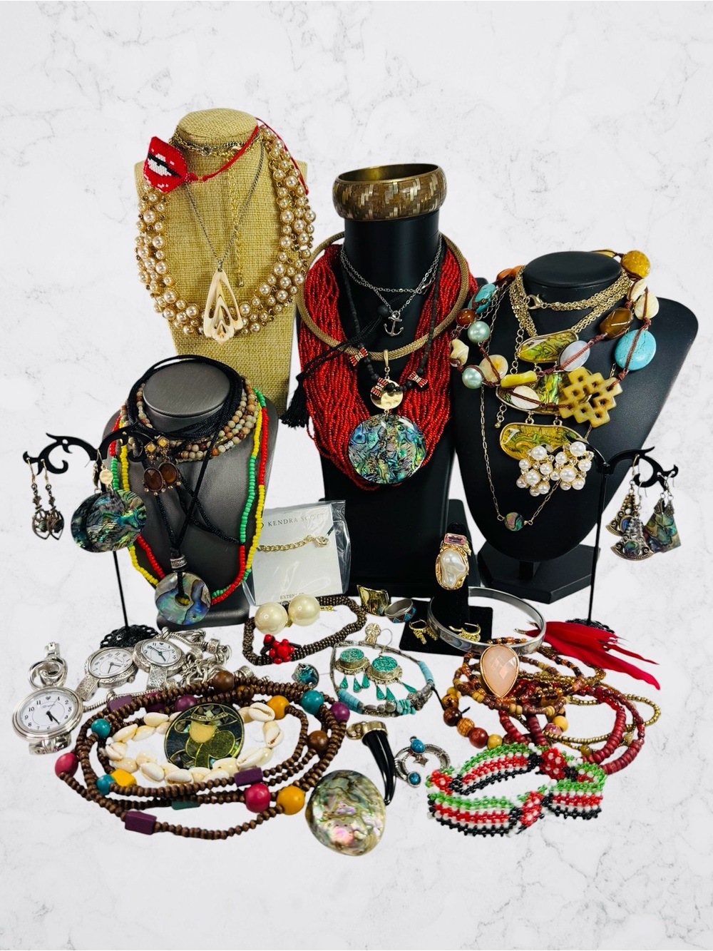 64 Piece Jewelry Lot Wearable Seed Bead Gem Necklace Bracelet Craft Fixable 2 Lb